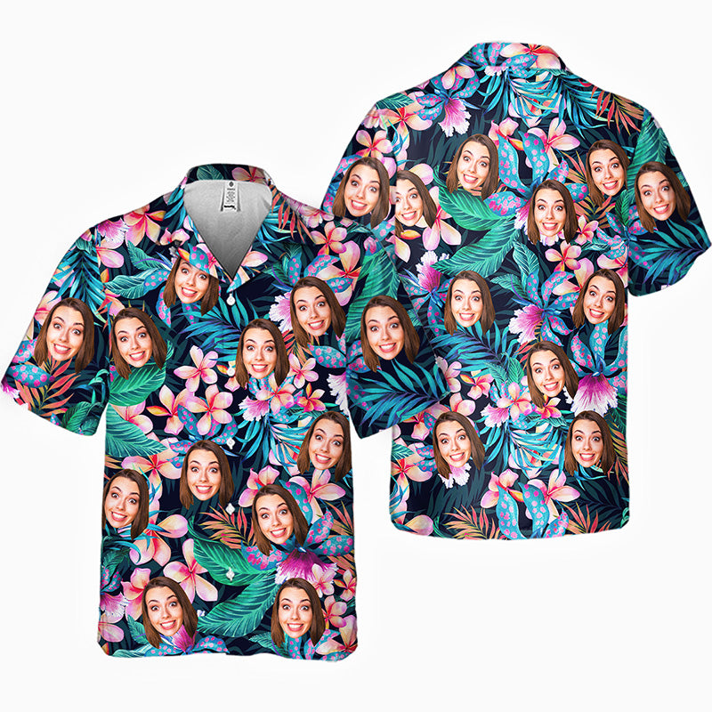 Photo personnalisée « On n'a jamais assez d'Hawaï » - T-shirt hawaïen unisexe personnalisé avec visage personnalisé - Cadeau pour les membres de la famille, les propriétaires d'animaux et les amoureux des animaux