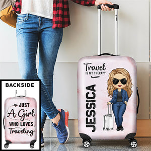 A Girl Who Loves Traveling - Travel Personalized Custom Luggage Cover - Gift For Travel Lovers