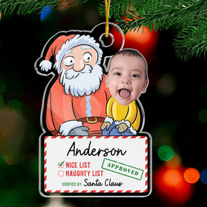 Baby Kid Custom Photo Santa's Nice List - Family Personalized Custom Ornament - Acrylic Custom Shaped - Christmas Gift For Baby Kids, Newborn Baby