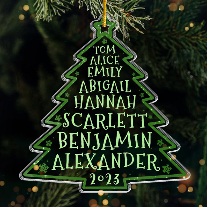 Guirlandes lumineuses pour sapin de Noël - Décoration personnalisée pour la famille - En acrylique - Cadeau de Noël pour les membres de la famille