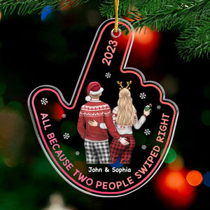 Coup de foudre au premier coup – Ornement personnalisé pour couple – Forme personnalisée en acrylique – Cadeau de Noël pour mari et femme, anniversaire