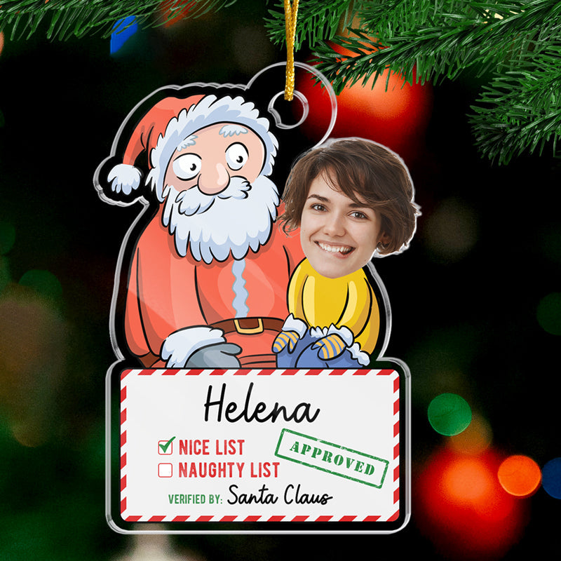 Photo personnalisée « Liste des gentils du Père Noël » - Ornement personnalisé pour la famille - Forme personnalisée en acrylique - Cadeau de Noël pour les membres de la famille