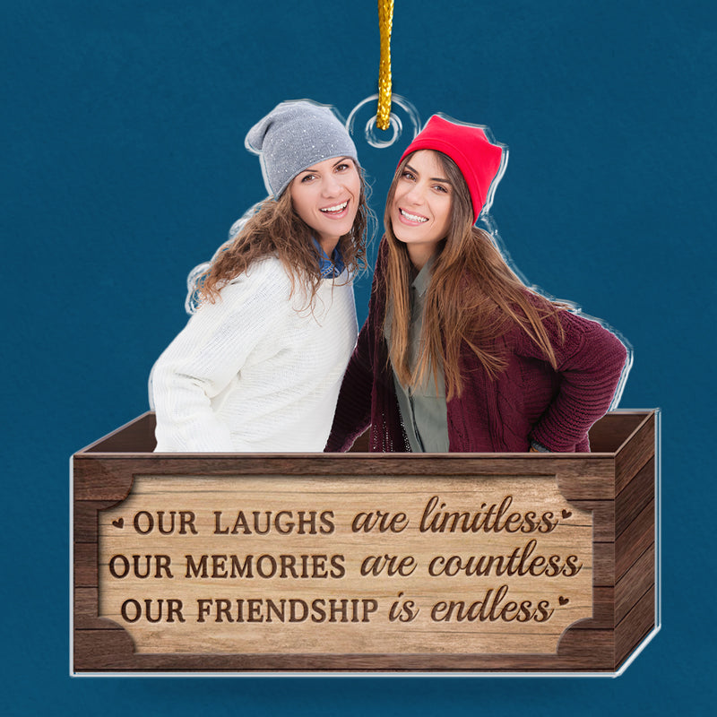 Photo personnalisée pour amis : l'esprit de Noël ! Décoration personnalisée pour meilleure amie ! En acrylique, forme personnalisée ! Cadeau de Noël pour meilleures amies, meilleures amies et sœurs.