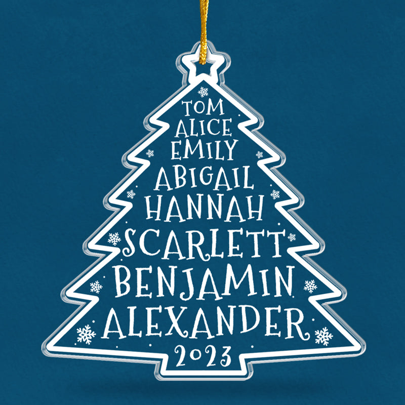 Guirlandes lumineuses pour sapin de Noël - Décoration personnalisée pour la famille - En acrylique - Cadeau de Noël pour les membres de la famille