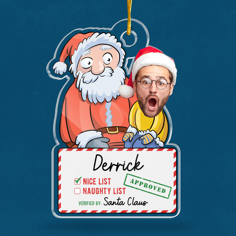 Photo personnalisée « Liste des gentils du Père Noël » - Ornement personnalisé pour la famille - Forme personnalisée en acrylique - Cadeau de Noël pour les membres de la famille