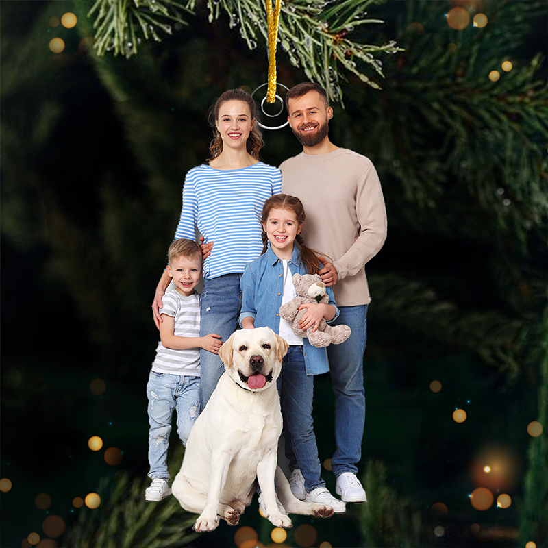 Photo personnalisée « Il n'y a pas d'endroit comme la maison » - Ornement personnalisé familial personnalisé - Forme personnalisée en acrylique - Cadeau de Noël pour les membres de la famille