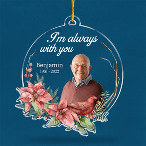 Photo personnalisée : pas un jour ne passe sans que vous ne nous manquiez - Ornement personnalisé commémoratif personnalisé - Forme ronde en acrylique - Cadeau de condoléances pour les membres de la famille