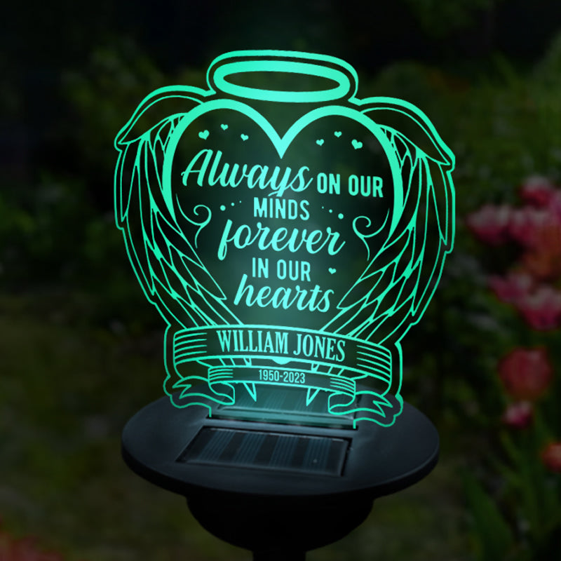 Toujours aimé, à jamais manqué - Lampe solaire de jardin personnalisée commémorative - Cadeau de condoléances, cadeau pour les membres de la famille