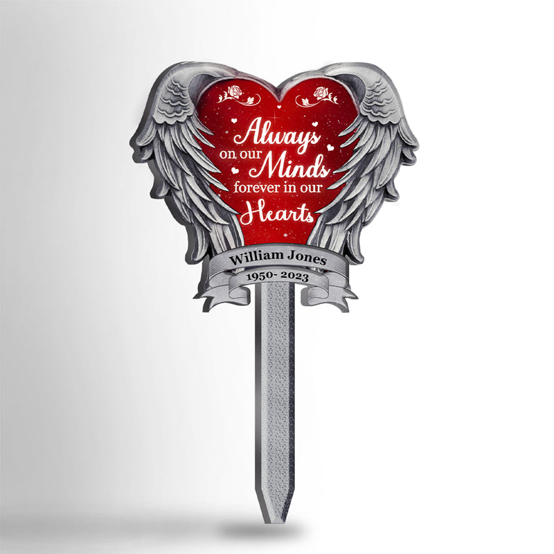 Always Loved & Forever Missed - Memorial Personalized Custom Heart Shaped Acrylic Garden Stake - Sympathy Gift, Gift For Family Members