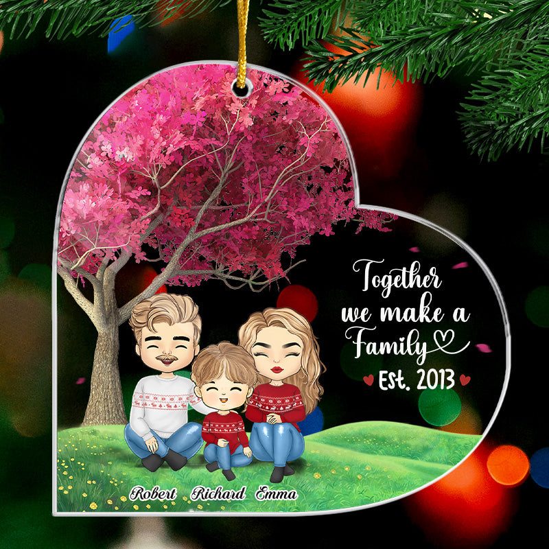 Ensemble, nous formons une famille - Décoration personnalisée pour la famille - Forme personnalisée en acrylique - Cadeau de Noël pour les membres de la famille
