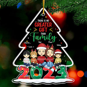 La famille fait de cette maison un foyer - Ornement personnalisé pour la famille - Forme personnalisée en acrylique - Cadeau de Noël pour les membres de la famille