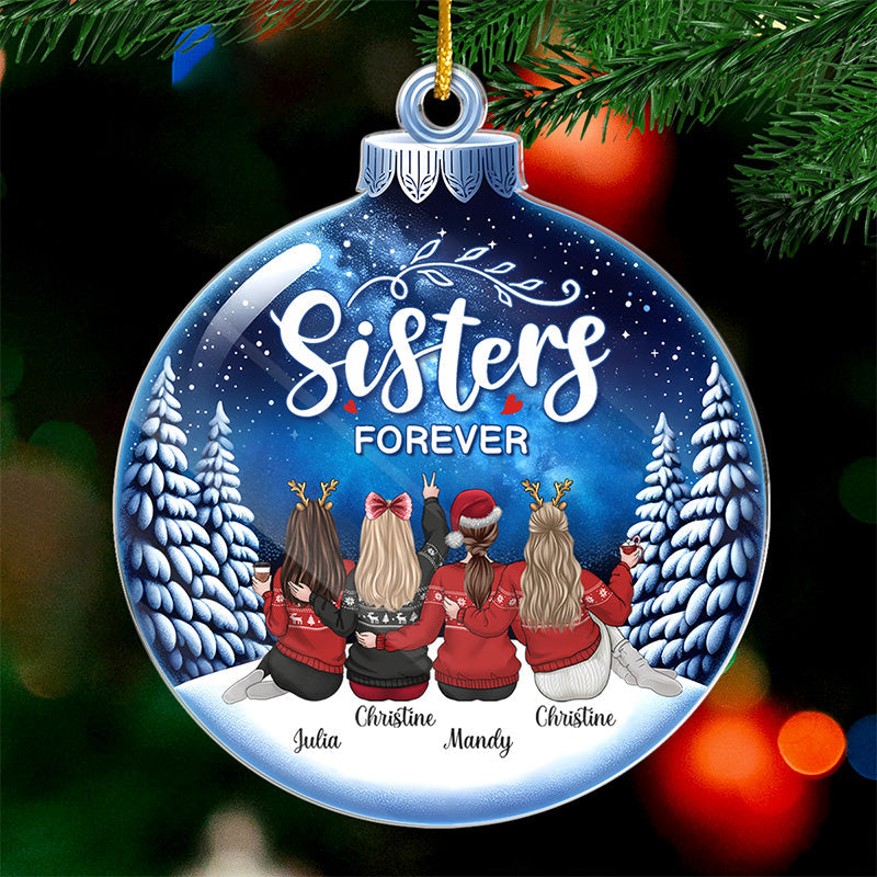 Soyons amis pour toujours - Ornement personnalisé Bestie - En forme de boule de neige en acrylique - Cadeau de Noël pour meilleures amies, BFF, sœurs
