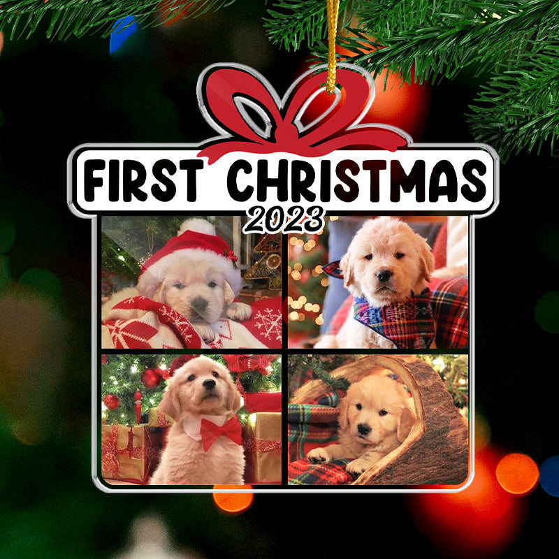 Photo personnalisée « Joyeux Pawlidays » - Ornement personnalisé pour chien et chat - Forme personnalisée en acrylique - Cadeau de Noël pour propriétaires et amoureux des animaux
