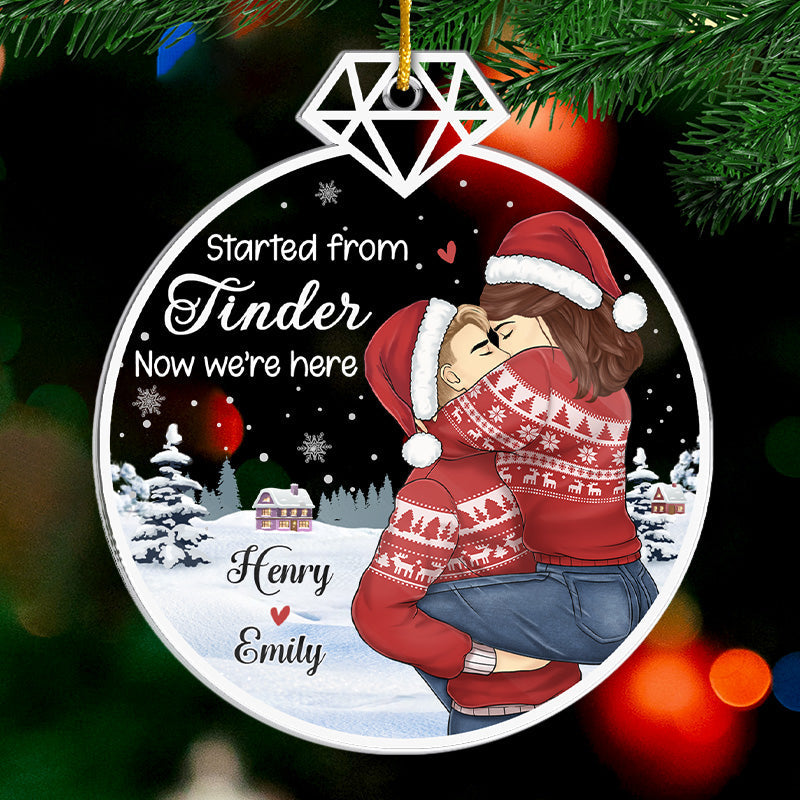Maintenant nous sommes là - Ornement personnalisé pour couple - Forme personnalisée en acrylique - Cadeau de Noël pour mari et femme, anniversaire