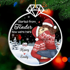 Maintenant nous sommes là - Ornement personnalisé pour couple - Forme personnalisée en acrylique - Cadeau de Noël pour mari et femme, anniversaire