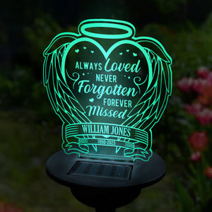 Toujours aimé, à jamais manqué - Lampe solaire de jardin personnalisée commémorative - Cadeau de condoléances, cadeau pour les membres de la famille