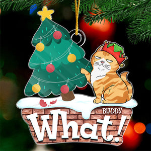 Santa’s Little Helper - Cat Personalized Custom Ornament - Acrylic Custom Shaped - Christmas Gift For Pet Owners, Pet Lovers