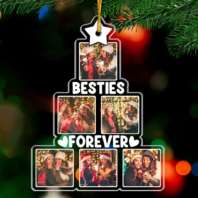 Photo personnalisée pour les meilleurs amis - Ornement personnalisé pour les meilleurs amis - Forme personnalisée en acrylique - Cadeau de Noël pour les meilleures amies, les meilleures amies et les sœurs