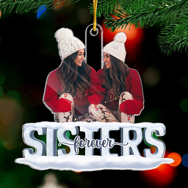 Photo personnalisée Besties Forever - Ornement personnalisé Bestie - Forme personnalisée en acrylique - Cadeau de Noël pour meilleures amies, meilleures amies, sœurs