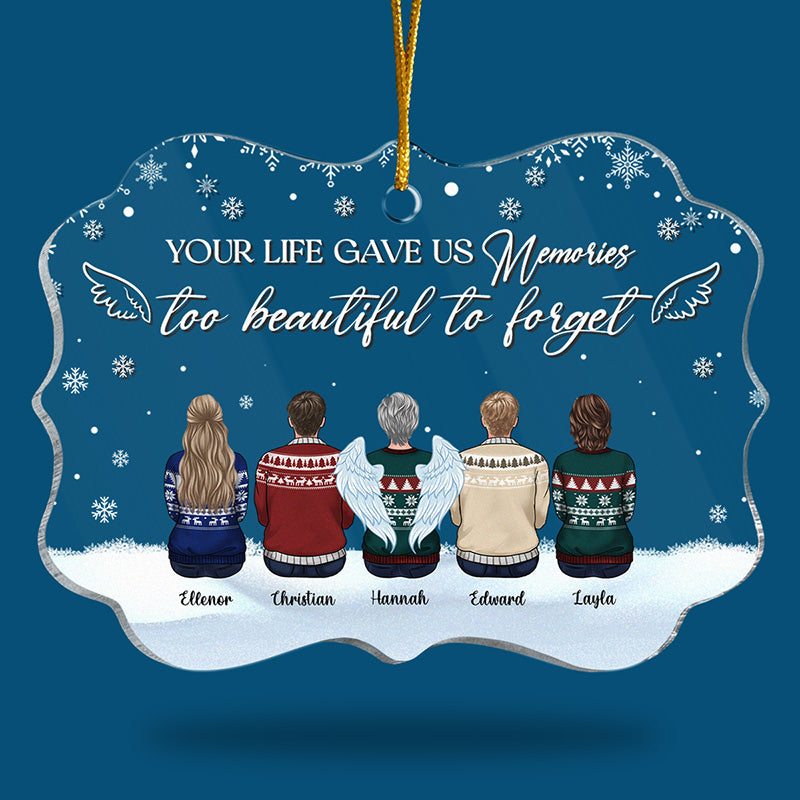 Votre vie nous a donné des souvenirs trop beaux pour être oubliés - Ornement commémoratif personnalisé - Forme Benelux en acrylique - Cadeau de Noël, cadeau de condoléances pour les membres de la famille