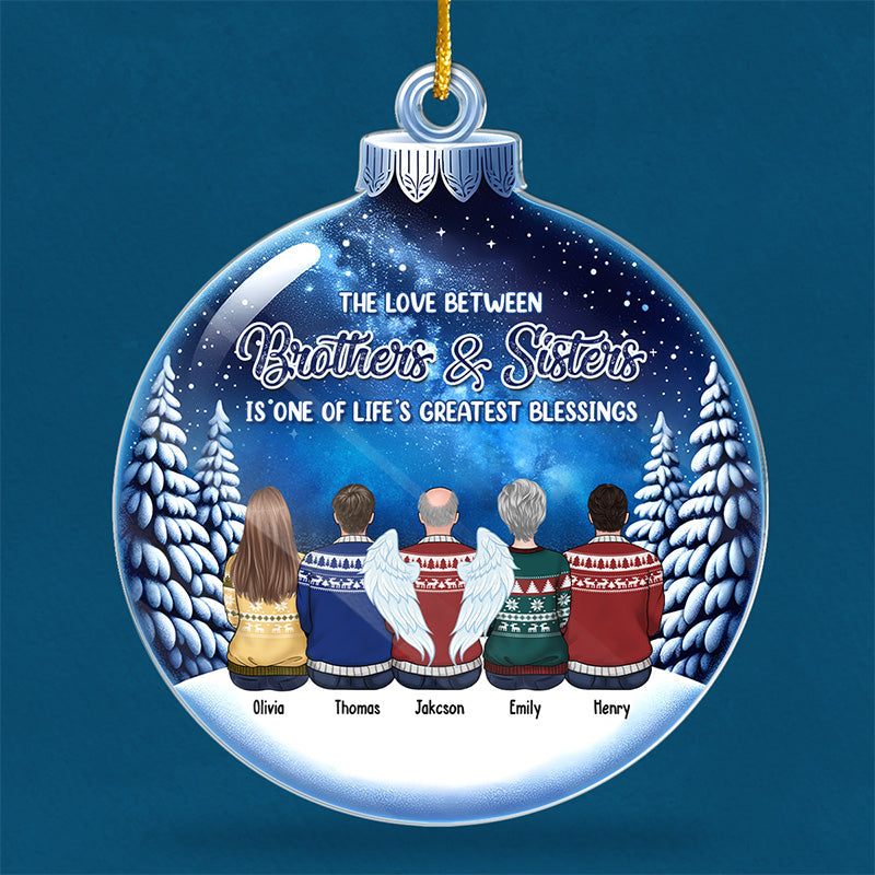 L'amour entre frères et sœurs est éternel - Décoration familiale personnalisée - Boule de neige en acrylique - Cadeau de Noël pour les membres de la famille