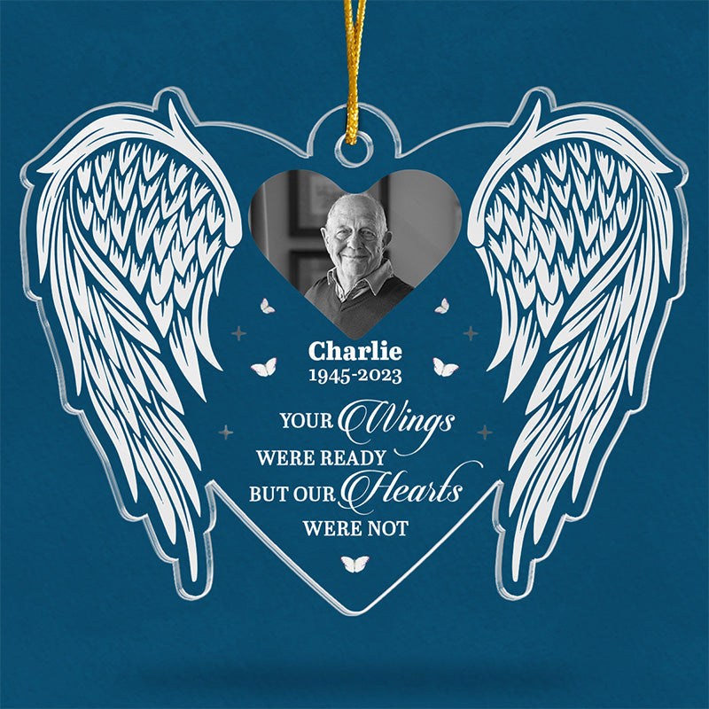 Photo personnalisée que vous vivez toujours dans nos cœurs - Ornement commémoratif personnalisé personnalisé - Forme personnalisée en acrylique - Cadeau de Noël, cadeau de condoléances pour les membres de la famille
