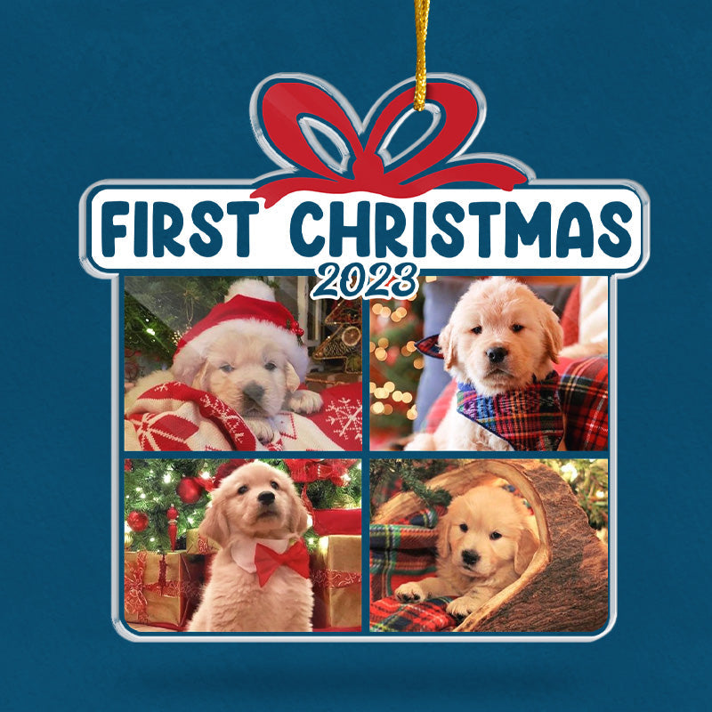 Photo personnalisée « Joyeux Pawlidays » - Ornement personnalisé pour chien et chat - Forme personnalisée en acrylique - Cadeau de Noël pour propriétaires et amoureux des animaux