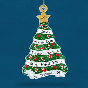 Our Warmth & Happiness - Family Personalized Custom Ornament - Acrylic Christmas Tree Shaped - Christmas Gift For Family Members