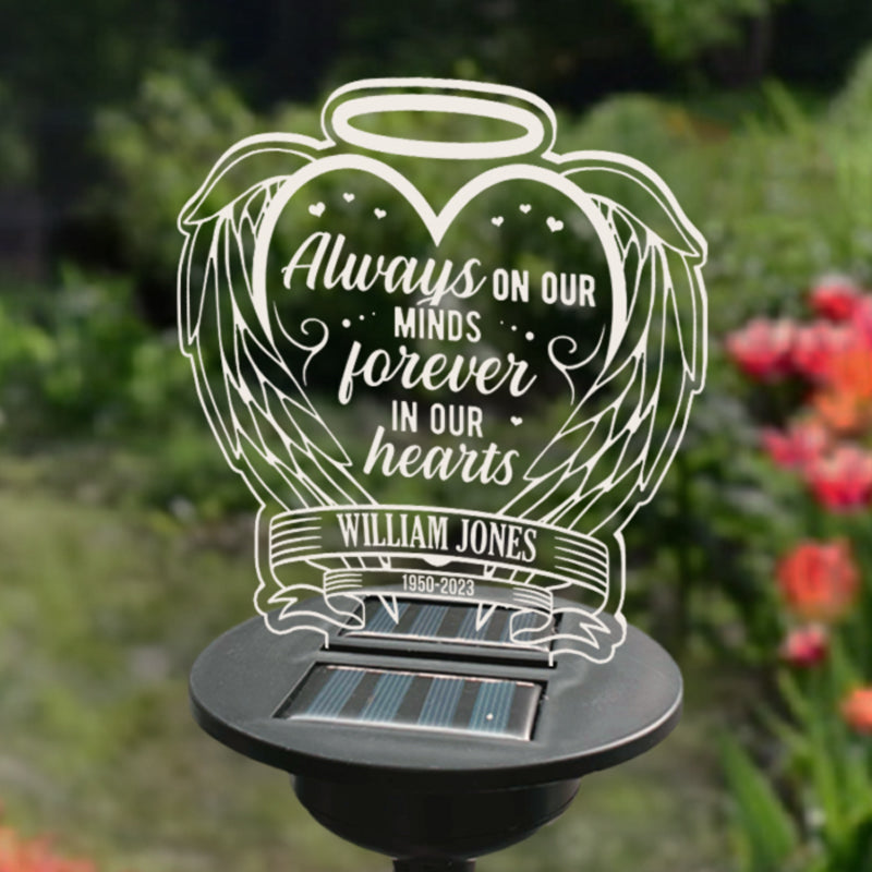 Toujours aimé, à jamais manqué - Lampe solaire de jardin personnalisée commémorative - Cadeau de condoléances, cadeau pour les membres de la famille