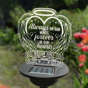 Toujours aimé, à jamais manqué - Lampe solaire de jardin personnalisée commémorative - Cadeau de condoléances, cadeau pour les membres de la famille