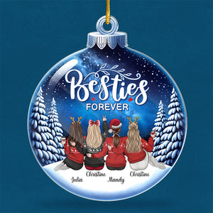 Soyons amis pour toujours - Ornement personnalisé Bestie - En forme de boule de neige en acrylique - Cadeau de Noël pour meilleures amies, BFF, sœurs