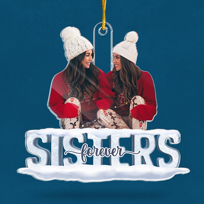 Photo personnalisée Besties Forever - Ornement personnalisé Bestie - Forme personnalisée en acrylique - Cadeau de Noël pour meilleures amies, meilleures amies, sœurs
