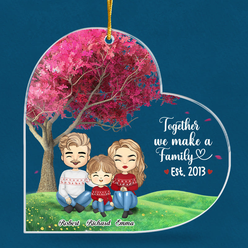 Ensemble, nous formons une famille - Décoration personnalisée pour la famille - Forme personnalisée en acrylique - Cadeau de Noël pour les membres de la famille