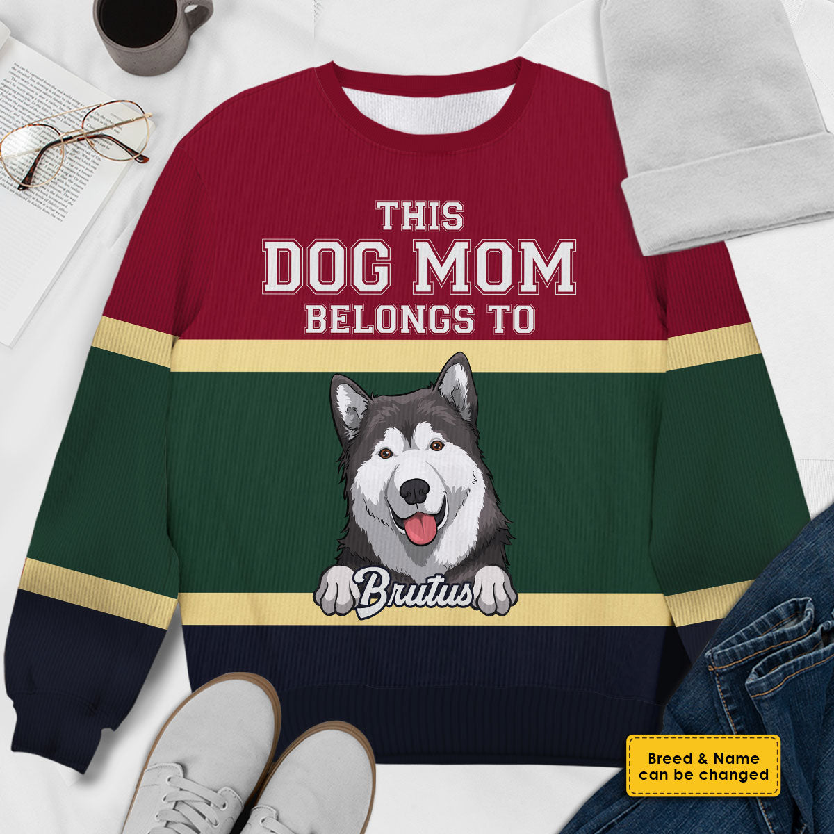 This Dog Mom Belongs To - Gift For Dog Mom - Personalized All-Over-Print Sweatshirt.