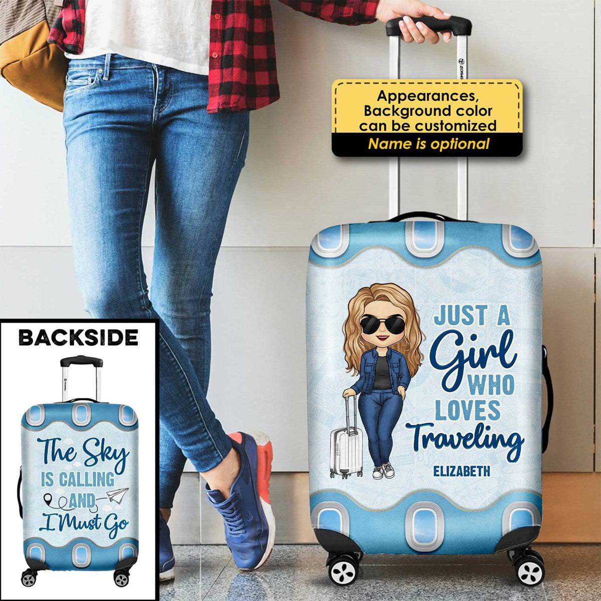 Juste une fille qui aime voyager - Housse de bagage personnalisée