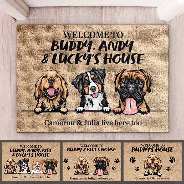 Dog - Welcome To Dog's House - Funny Personalized Dog Decorative Mat.