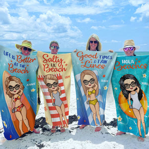 Serviette de plage personnalisée « Good Times &amp; Tan Lines » – Cadeau pour les meilleures amies, les meilleures amies et les sœurs