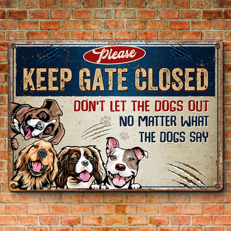 Veuillez garder la porte fermée - Plaque en métal personnalisée pour chien - Cadeau de pendaison de crémaillère pour les propriétaires et les amoureux des animaux