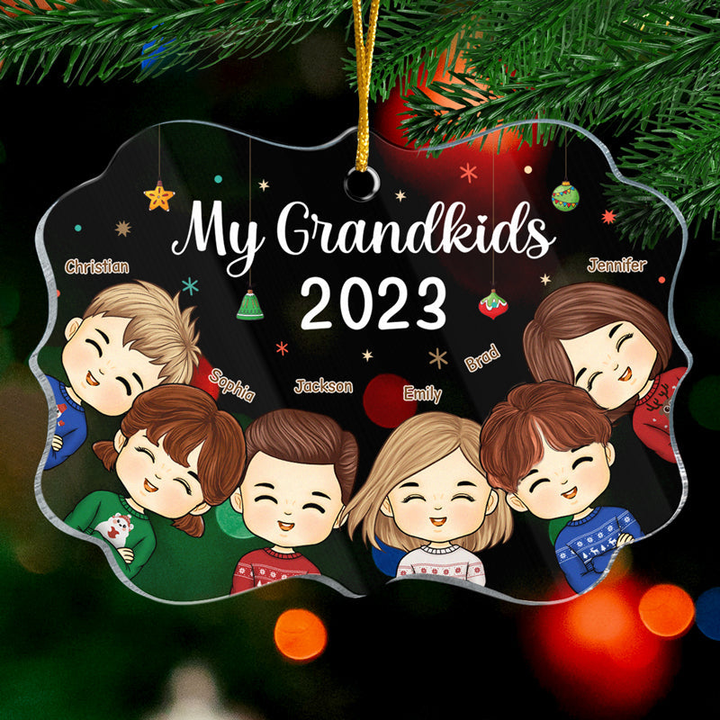 Mes petits-enfants me rendent heureux ! Décoration personnalisée pour la famille - Acrylique en forme de Benelux - Cadeau de Noël pour les membres de la famille