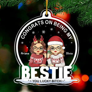 Être ma meilleure amie, tu as de la chance ! Décoration personnalisée pour meilleure amie, boule à neige en acrylique, cadeau de Noël pour meilleures amies, meilleures amies, sœurs, collègues