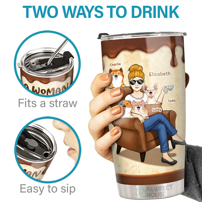 Une femme ne peut pas survivre avec seulement du café ! Gobelet personnalisé pour chien et chat ! Cadeau d'anniversaire pour les propriétaires et les amoureux des animaux.