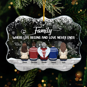 La famille, là où la vie commence - Ornement personnalisé pour la famille - Acrylique en forme de Benelux - Cadeau de Noël pour les membres de la famille