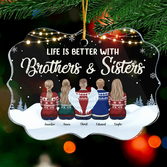 La vie est meilleure avec nos frères et sœurs - Décoration familiale personnalisée - Acrylique en forme de Benelux - Cadeau de Noël pour frères et sœurs