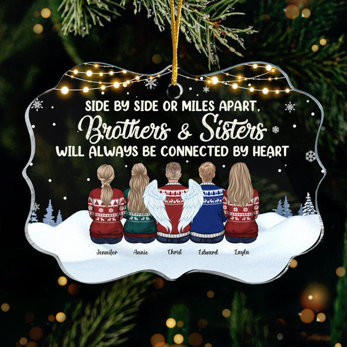 Les frères et sœurs seront toujours liés par le cœur - Décoration familiale personnalisée - En acrylique en forme de Benelux - Cadeau de Noël pour frères et sœurs