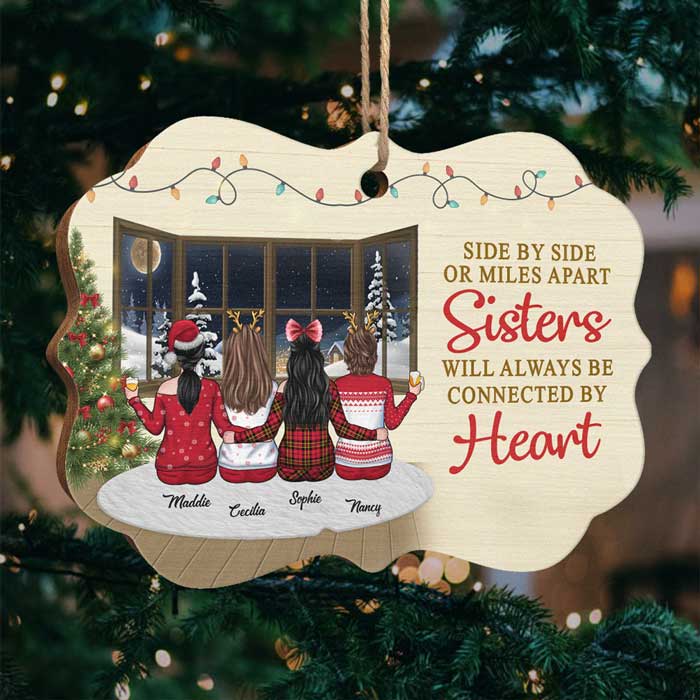 Côte à côte ou à des kilomètres de distance - Décoration de Noël en bois personnalisée en forme de Benelux - Cadeau pour meilleure amie, meilleure amie, sœur, cadeau d'anniversaire pour meilleure amie et amie, cadeau de Noël pour nouvel an