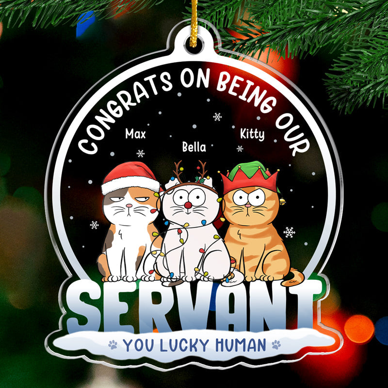 You Lucky Human - Ornement personnalisé pour chien et chat - Forme personnalisée en acrylique - Cadeau de Noël pour propriétaires et amoureux des animaux