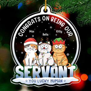 You Lucky Human - Ornement personnalisé pour chien et chat - Forme personnalisée en acrylique - Cadeau de Noël pour propriétaires et amoureux des animaux