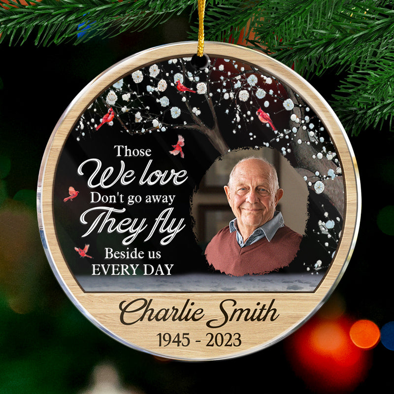 Photo personnalisée au plus profond de nos cœurs, vous resterez toujours - Ornement personnalisé commémoratif personnalisé - Forme ronde en acrylique - Cadeau de Noël, cadeau de condoléances pour les membres de la famille