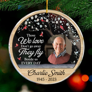Photo personnalisée au plus profond de nos cœurs, vous resterez toujours - Ornement personnalisé commémoratif personnalisé - Forme ronde en acrylique - Cadeau de Noël, cadeau de condoléances pour les membres de la famille