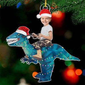 Custom Photo Little Dino - Family Personalized Custom Ornament - Acrylic Custom Shaped - Christmas Gift For Family Members